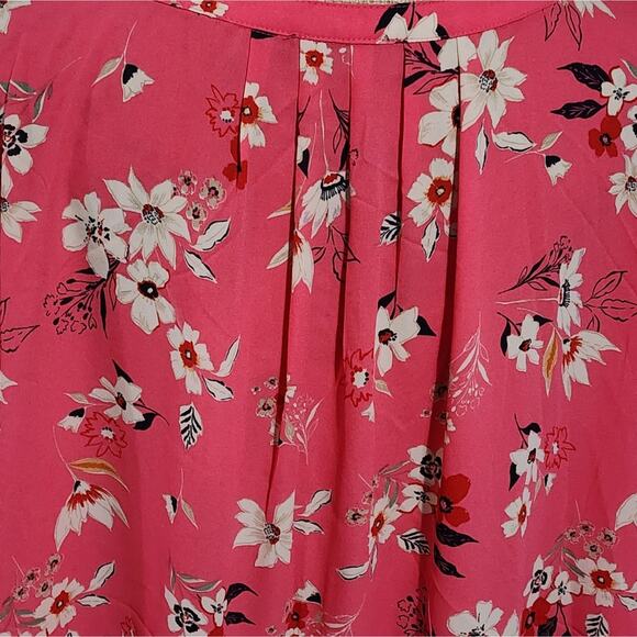 Tahari Tonal Pink Cherry Blossom V-Neck Blouse‎ Plus Size 3X New! - Picture 4 of 8
